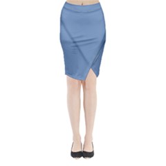 Blue Color Midi Wrap Pencil Skirt