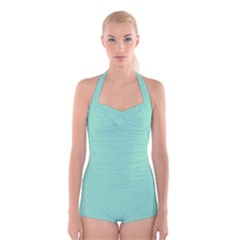 Mint Color Boyleg Halter Swimsuit 