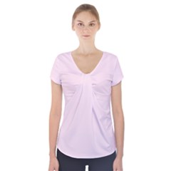 Pink Color Design Short Sleeve Front Detail Top