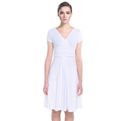 White Color Design Short Sleeve Front Wrap Dress