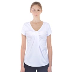 White Color Design Short Sleeve Front Detail Top