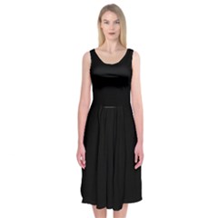 Black Color Design Midi Sleeveless Dress