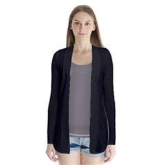 Black Color Design Drape Collar Cardigan