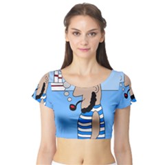 Sailor Short Sleeve Crop Top (tight Fit) by Valentinaart