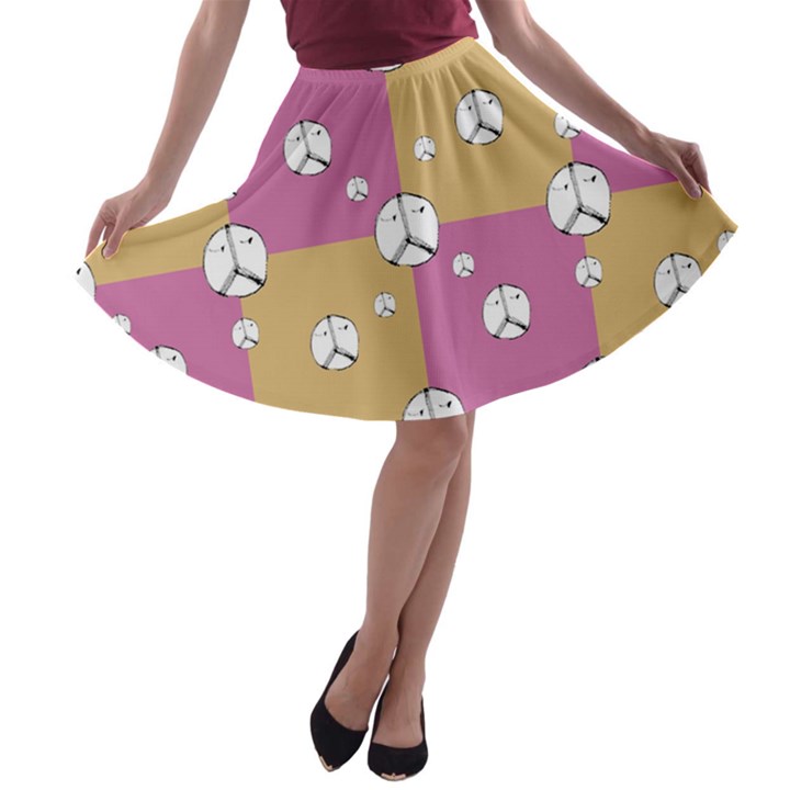 Symbol Peace Drawing Pattern  A-line Skater Skirt