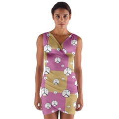 Symbol Peace Drawing Pattern  Wrap Front Bodycon Dress