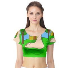 Giant Foot Short Sleeve Crop Top (tight Fit) by Valentinaart