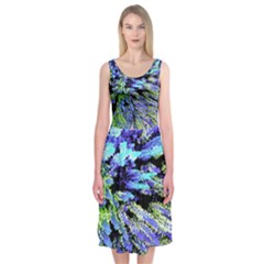 Colorful Floral Art Midi Sleeveless Dress