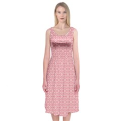 Pink Ikat  Midi Sleeveless Dress