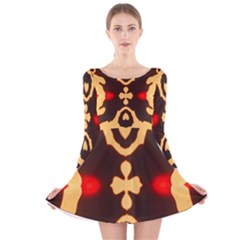 Deviding The Shadow Long Sleeve Velvet Skater Dress