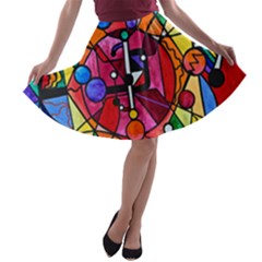 Arcturian Divine Order Grid - A-line Skater Skirt by tealswan