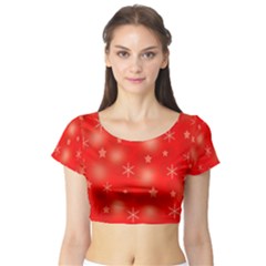 Red Xmas Desing Short Sleeve Crop Top (tight Fit) by Valentinaart