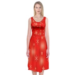 Red Xmas Desing Midi Sleeveless Dress by Valentinaart