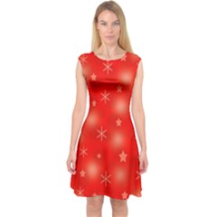 Red Xmas Desing Capsleeve Midi Dress by Valentinaart