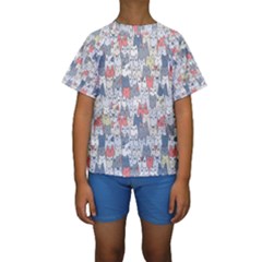 Cats Family  Kids  Short Sleeve Swimwear by kostolom3000shop