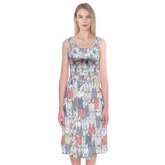 Cats Family  Midi Sleeveless Dress