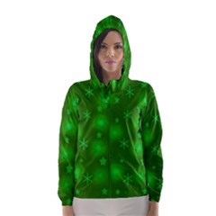 Green Xmas Design Hooded Wind Breaker (women) by Valentinaart