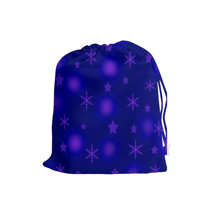 Blue Xmas design Drawstring Pouches (Large) 