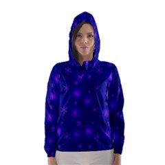 Blue Xmas Design Hooded Wind Breaker (women) by Valentinaart