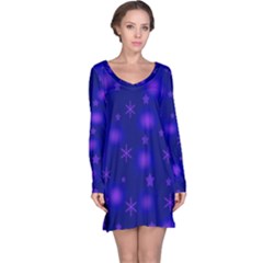 Blue Xmas Design Long Sleeve Nightdress by Valentinaart