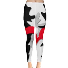 Gray, Red And Black Shape Leggings  by Valentinaart