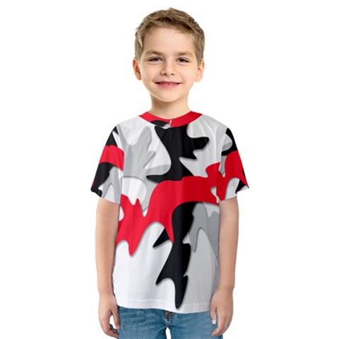 Gray, Red And Black Shape Kids  Sport Mesh Tee by Valentinaart