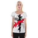 Gray, red and black shape Women s Cap Sleeve Top View1