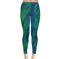 Green And Blue Design Leggings  by Valentinaart