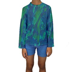 Green And Blue Design Kids  Long Sleeve Swimwear by Valentinaart