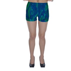 Green And Blue Design Skinny Shorts by Valentinaart