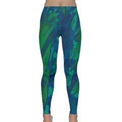 Green And Blue Design Yoga Leggings  by Valentinaart