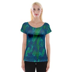 Green And Blue Design Women s Cap Sleeve Top by Valentinaart