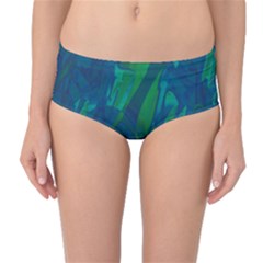 Green And Blue Design Mid-waist Bikini Bottoms by Valentinaart