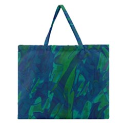 Green And Blue Design Zipper Large Tote Bag by Valentinaart