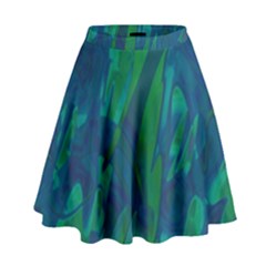 Green And Blue Design High Waist Skirt by Valentinaart