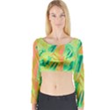 Green and orange abstraction Long Sleeve Crop Top View1