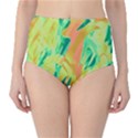 Green and orange abstraction High-Waist Bikini Bottoms View1