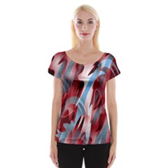 Blue And Red Smoke Women s Cap Sleeve Top by Valentinaart