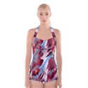 Blue and red smoke Boyleg Halter Swimsuit  View1