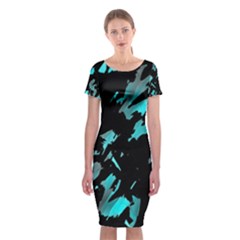 Painter Was Here - Cyan Classic Short Sleeve Midi Dress by Valentinaart