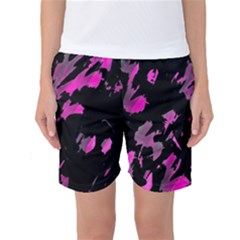 Painter Was Here - Magenta Women s Basketball Shorts by Valentinaart