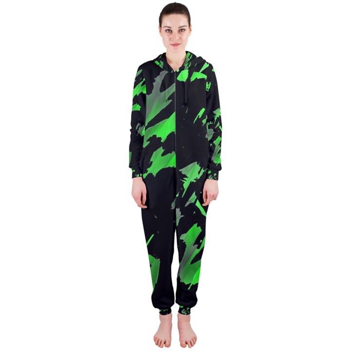 Painter was here - green Hooded Jumpsuit (Ladies) 