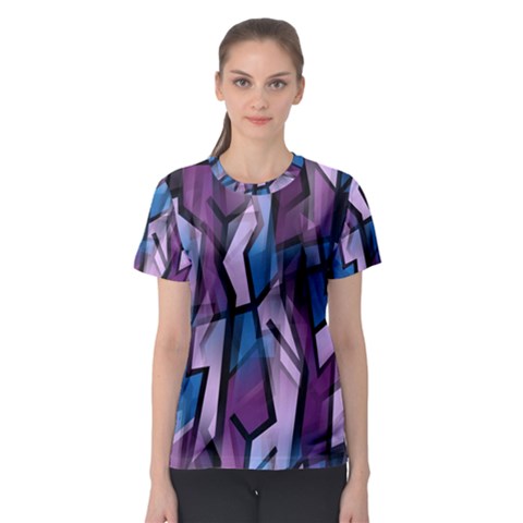 Purple Decorative Abstract Art Women s Sport Mesh Tee by Valentinaart