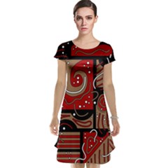 Red And Brown Abstraction Cap Sleeve Nightdress by Valentinaart