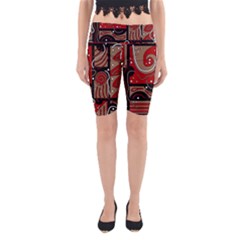 Red And Brown Abstraction Yoga Cropped Leggings by Valentinaart