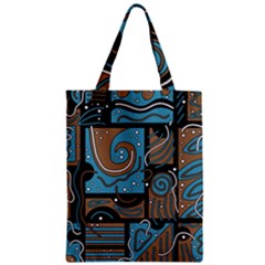 Blue And Brown Abstraction Zipper Classic Tote Bag by Valentinaart