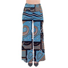 Blue And Brown Abstraction Pants by Valentinaart