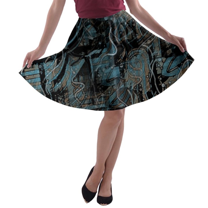 Blue town A-line Skater Skirt