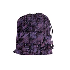 Purple Town Drawstring Pouches (large)  by Valentinaart