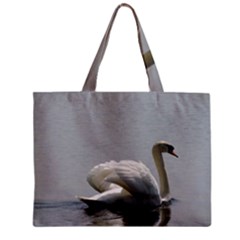 Swimming White Swan Zipper Mini Tote Bag